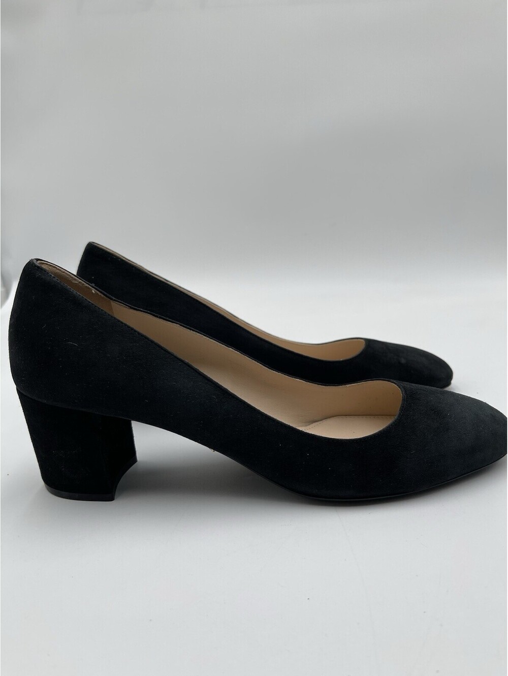 Women’s Prada Block-Heel Round Toe Pumps Black Suede Size 39